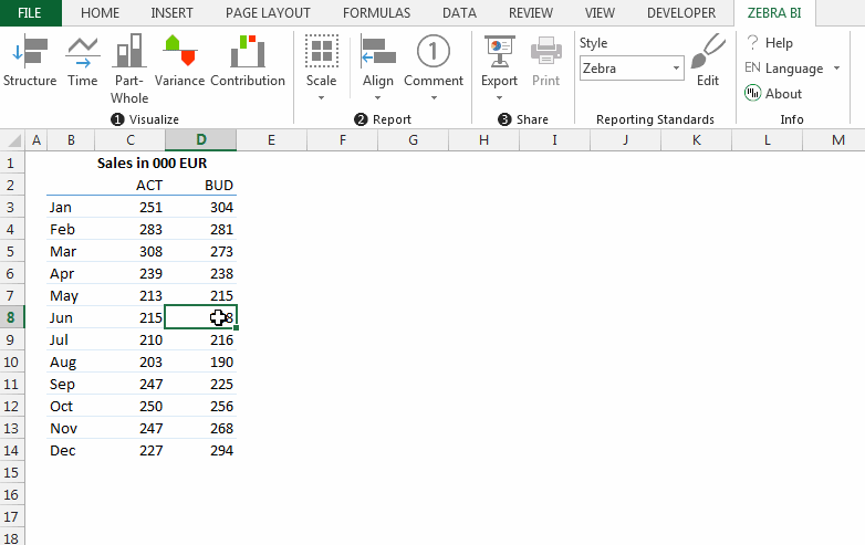 Zebra BI for Excel - Insert